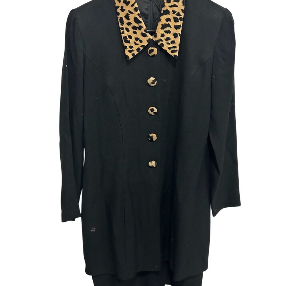 Vintage Taurus Leopard Print Collar Buttons 3/4 Sleeve Dress Size 6 Retro Chic